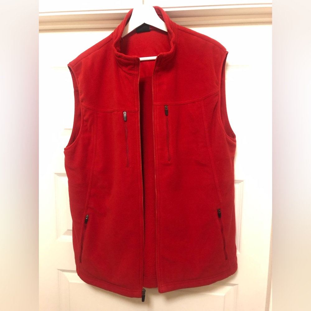 SCOTTeVEST Men's Fireside Fleece Travel Vest -XL Red, 15 Pockets/Anti-Pickpocket